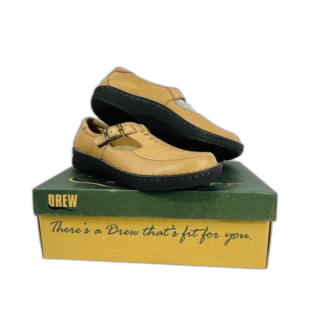 NIB Drew Amelia Tan Soft Leather Comfort Shoes Oxford Womens 11 Diabetic